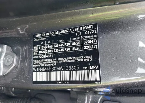 2021 Mercedes-Benz Glb 250 4Matic from USA, damaged, VIN W1N4M4HB0MW138605
